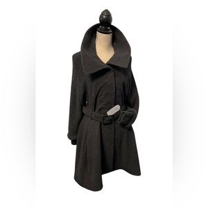 Jessica Simpson Charcoal Color Beautiful Belted Jacket Coat L.